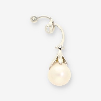 Colgante oro blanco perla y bri